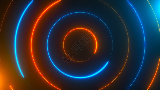 彩色发光龙卷风抽象螺旋霓虹灯圈计算机生成背景3D 渲染背景椭圆漩涡曲线辉光海浪活力圆圈旋转电脑旋风背景