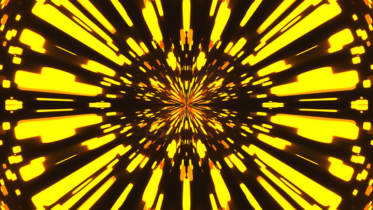 与 VJ 分形黄金万花筒的抽象背景  3d 渲染数字背景创造力图形圆圈设备金色聚光灯大事音乐照明辉光背景图片