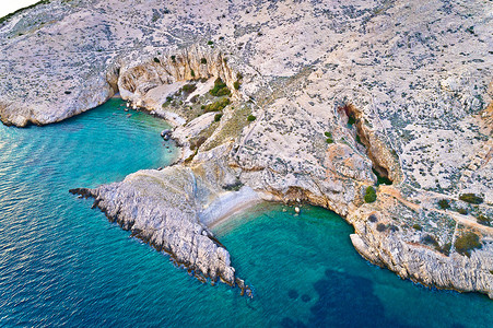 克尔克喀斯特风景航空诉科克海拔沙滩的Krk岛旅行沙漠海洋旅游假期天空支撑石头天堂群岛背景