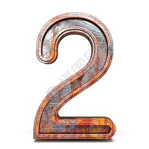 a2排版素材生锈的金属字体编号 2 TWO 3背景