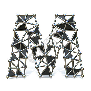 金属三角形线低聚黑色金属字体字母 M 3背景