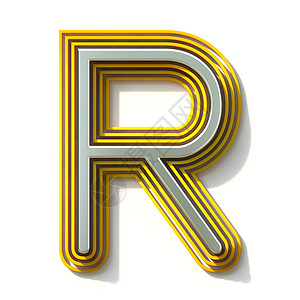 立体齿轮字母R黄色轮廓字体字母 R 3背景