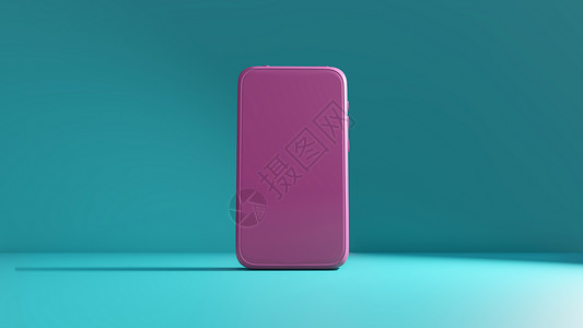 粉红色的智能手机样机  3D渲染展示技术场景推介会3d屏幕互联网作品小样界面背景图片