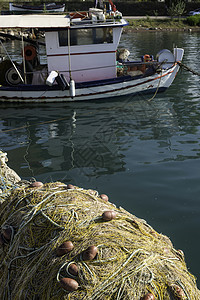 渔船海岸港口渔夫假期血管天空海洋码头渔业蓝色拖网渔船高清图片素材