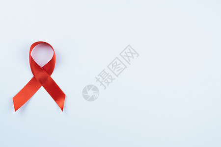 AIDS意识 白色背景的红丝带和复制空间f癌症保健女性机构生活卫生世界治愈幸存者女士背景图片