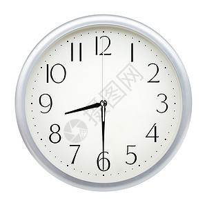 乙酰基六肽8模拟墙时钟工作时间办公室手表圆圈圆形白色倒数小时商业背景