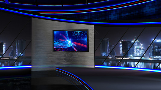 虚拟学习视频播送电视工作室娱乐推介会聚光灯程序屏幕展示背景图片