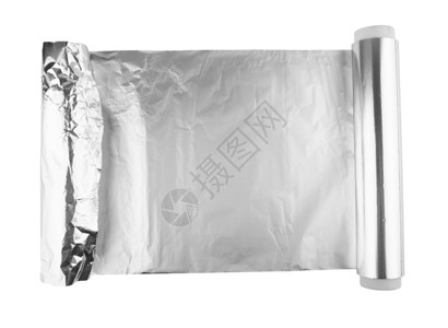 白色铝箔反射滚动皱纹材料剪裁食物床单空白小路包装高清图片