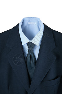 男性衬衫领带和外套男人白色优雅夹克概念蓝色时尚背景图片