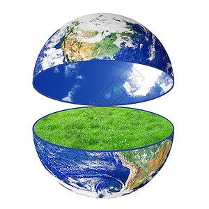 白底地球素材白底有草的地球行星地背景
