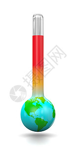 全球变暖行星地球温度白色温度计插图世界背景图片