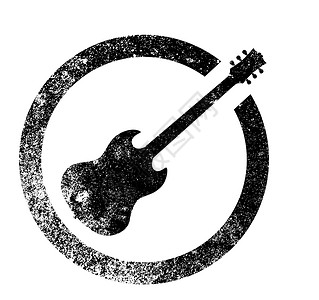 吉他墨水印印章脖子蓝调绘画插图橡皮标准线圈摇滚乐身体艺术背景
