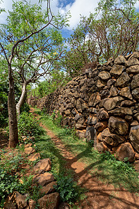 埃塞俄比亚Konso村长墙的部落遗产种族小路勘探路线国家大面村庄殖民地农村背景图片