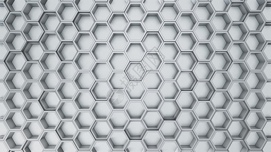 六边形结构六边形背景的抽象 3D 插图长方形电脑空间立方体组织空地技术艺术线条蜂窝背景