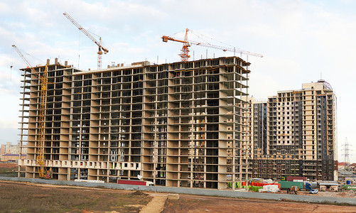 格子塔建筑建造公寓天空工程两极蓝色木板网络进步格子水泥背景