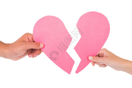 两对情侣 心碎了两半双手离婚夫妻女士粉色背景图片