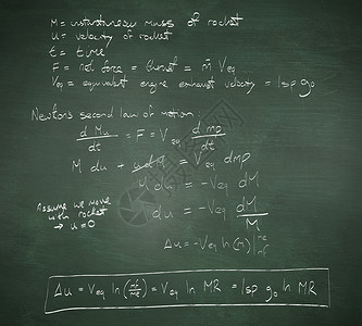 火箭科学理论的复合图象绘图黑板计算机物理方程手绘数字数学背景图片