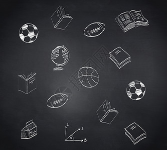 学校面条综合图像绘图计算机黑板地球篮球活动手绘教科书数字数学背景图片