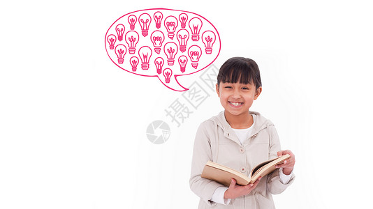 思想和创新图形综合图象的合成图像计算机童年灯泡学习阅读女孩女性话框手绘教育背景图片