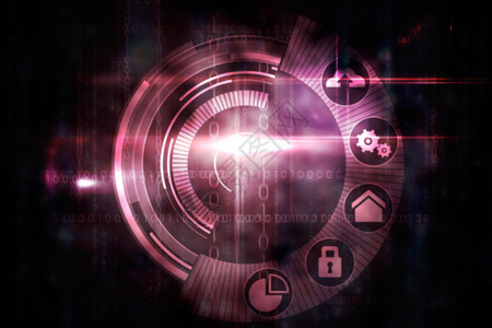 粉色科技表盘界面设计辉光计算机计算电脑黑色绘图插图技术背景图片