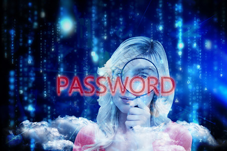 密码对行的蓝色模糊字母落金发女郎头发网络科学计算机位数编码字节技术数据背景图片