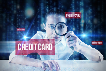 信用卡反对行的蓝色模糊字母落字节电脑专注代码安全女士数据交易科学程序背景图片