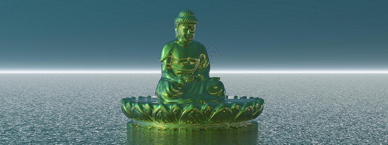 佛像轮廓非常美丽的禅宗和佛像景观  3d 渲染插图风景冥想海洋环境数字男人宗教瑜伽男性背景