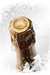 圣诞节框架的复合合成图像软木时候假期枞树瓶子密封喜庆雪花奢华背景图片