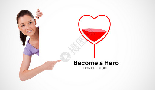 一个献血标志正在指着诊所医院医疗研究科学保健样本技术捐款本草背景图片