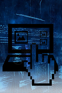 带光标的数字计算机监视器科技屏幕技术老鼠蓝色绘图电脑界面图表背景图片