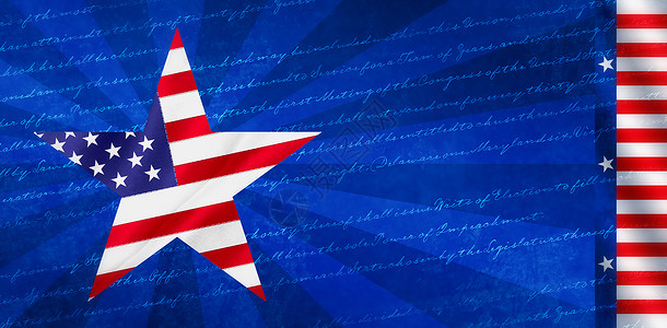 美国独立独立宣言的合成图像脚本计算机条纹红色星星蓝色字体绘图坡度背景