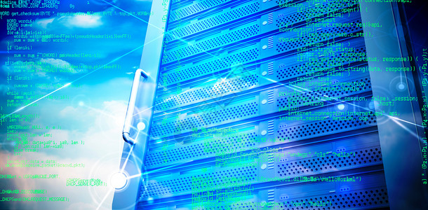 蓝色节目的复合图像高度信件数据库程序数据中心服务器数字技术数据科技背景图片