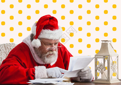 董事长祝词圣诞老人读圣诞节的祝词信桌子惊喜阅读季节戏服休闲喜庆文化传统清单背景