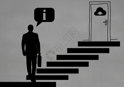 带框门素材男人在楼梯上行走的复合体背景
