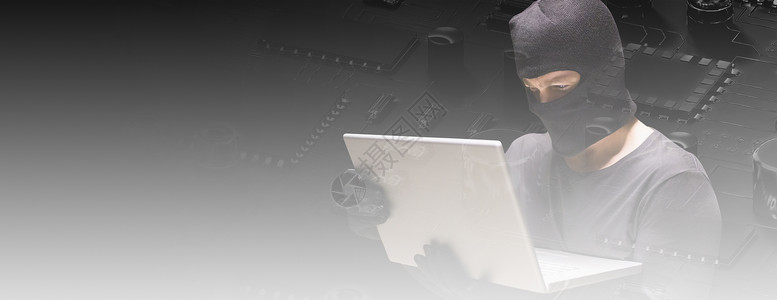 黑客主题素材黑客使用笔记本电脑窃取身份的复合图像手感背景主题中性技术背景