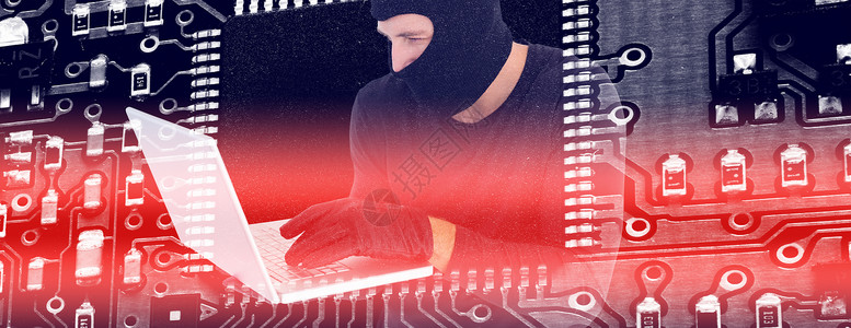 集中的盗贼综合图像 站着拿着笔记本电脑主题中性手感背景技术背景图片