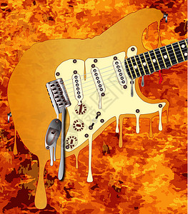 熔化吉他酒吧黑色音乐挡泥板桤木跑步音品单线燃烧流动背景图片
