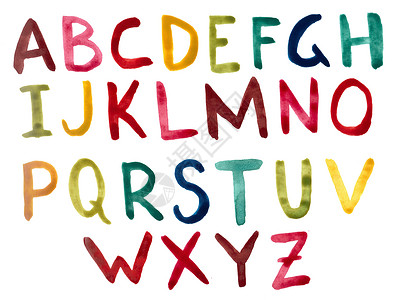 英文字母加彩色字母刷子水彩涂鸦字体背景图片