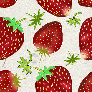 草莓图案手绘草莓白色无缝模式背景