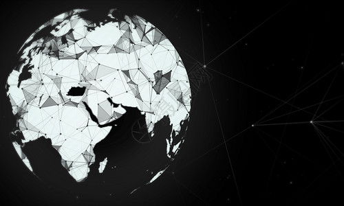 几何地球全球网络新闻概念 商业网络背景 Plexus 球体演示技术化学卡片粒子辉光多边形介绍业务圆圈地球活力背景