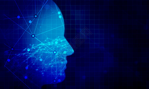 商业技术背景 人头数字网络演示概念头脑安全创新界面电路机器人蓝色代码思考电子人背景图片