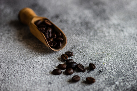 咖啡豆概念桌子咖啡乡村时间石头饮料盘子食物勺子背景图片