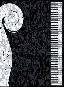 盛大开幕海报钢琴和比奥林黑色长处键盘绘画友谊插图海报派对白色小提琴背景