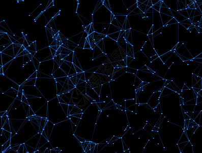 带有蓝色线条和圆点的抽象深色背景多边形插图科学电脑三角形技术网络背景图片