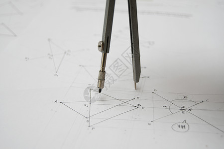 技术图纸 包括起草指南针 纸张框架半径全景教育铅笔科学绘画测量罗盘草图背景图片