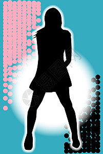 Grunge 女演员绘画女士歌手粉色舞蹈家黑色女孩插图艺术品在线背景图片
