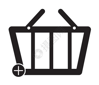 购物篮图标白色背景上的购物篮标志 篮子符号 平坦的背景
