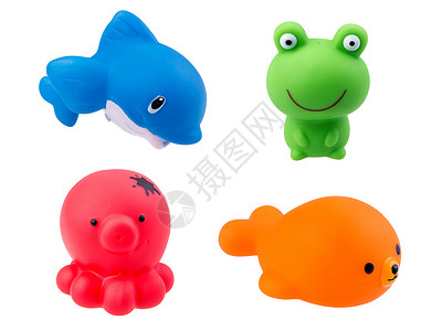 塑料动物洗浴玩具男孩们礼物橙子浴室伴侣狐狸狮子童年女孩蓝色背景
