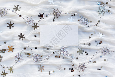 纸片雪花冬季背景 有装饰的闪电雪花和空纸片供文字使用背景
