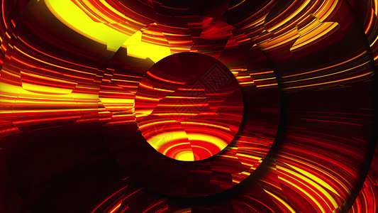 许多镜面魔法阵在霓虹灯下闪闪发光 抽象计算机生成的 background3D 渲染辉光折射线条作品线程条纹微光曲线磁盘光盘背景